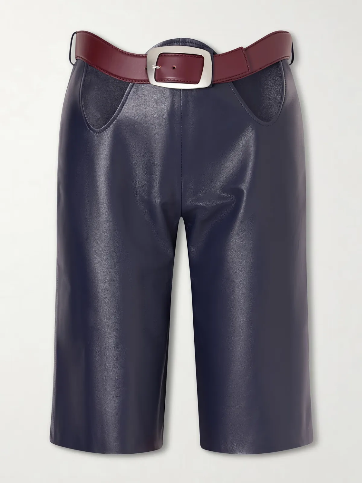 - Belted Cut-out Leather Shorts -