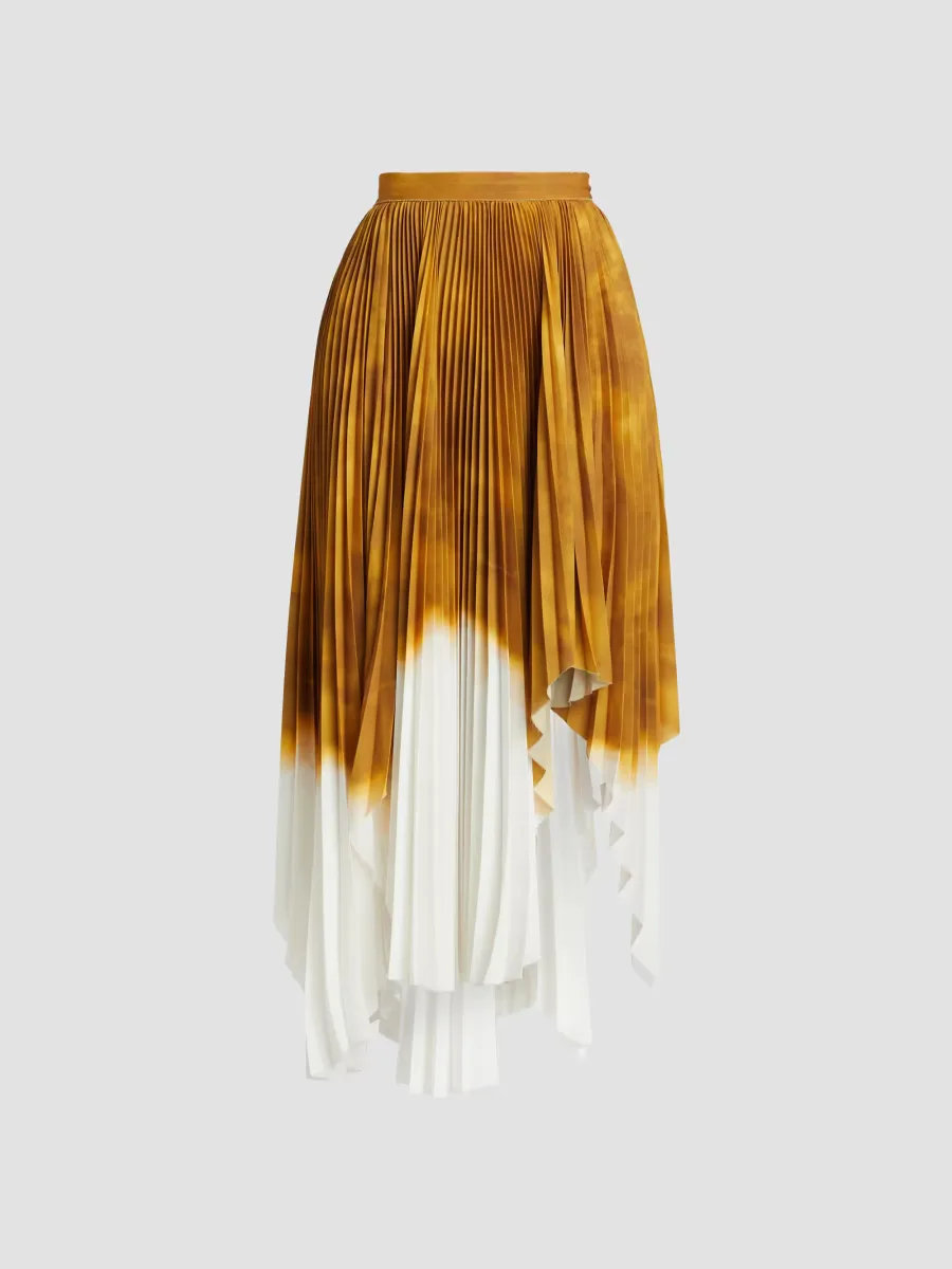 Painted Stripe Pleated Asymmetrical Midi-Skirt by Jason Wu