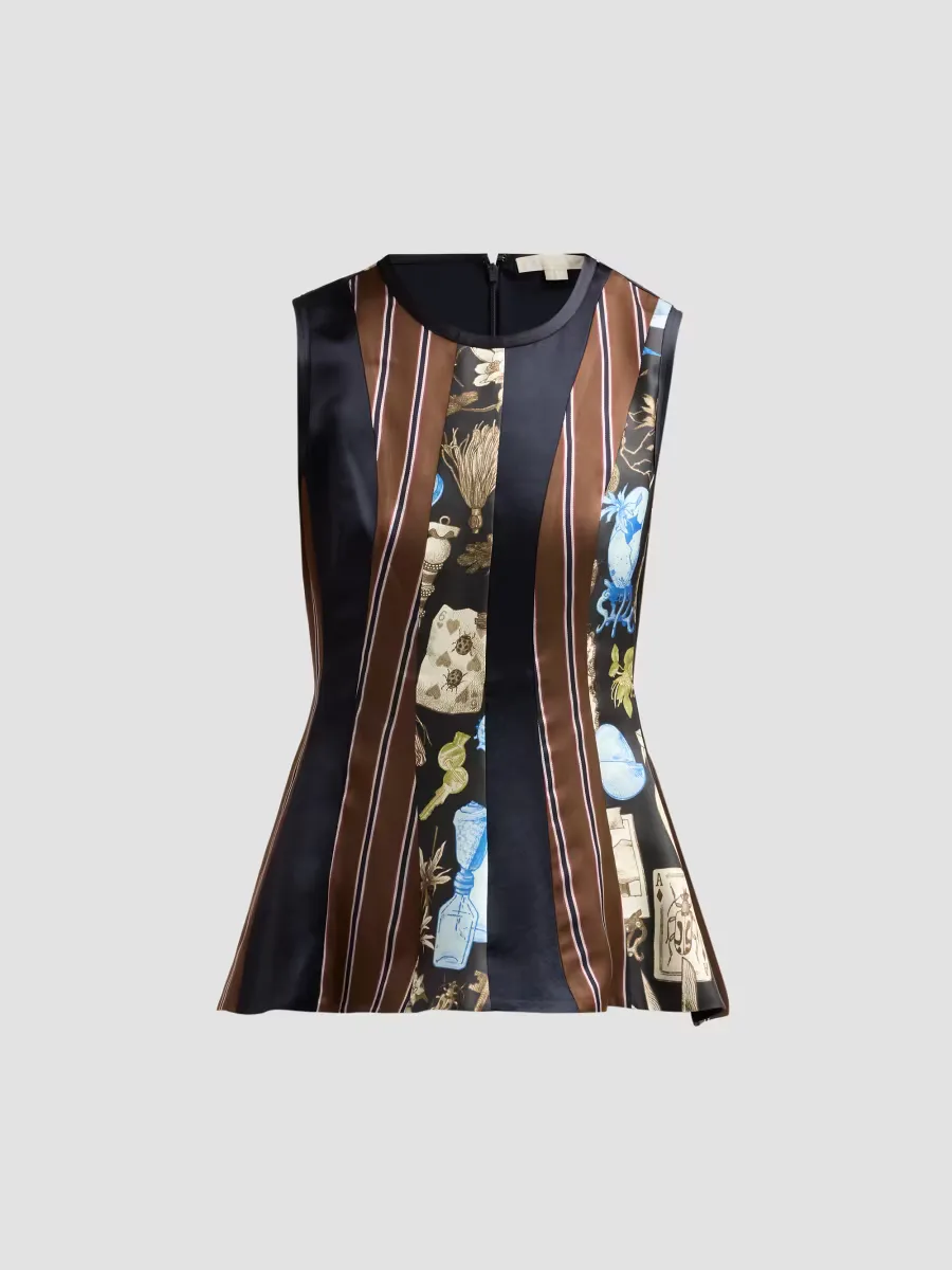 Mixed-Media Paneled Silk Sleeveless Top by Jason Wu