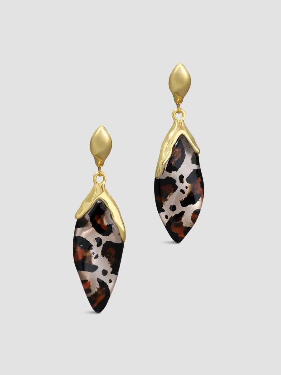 Luminous 14K-Gold-Plated & Lucite Petal Drop Earrings