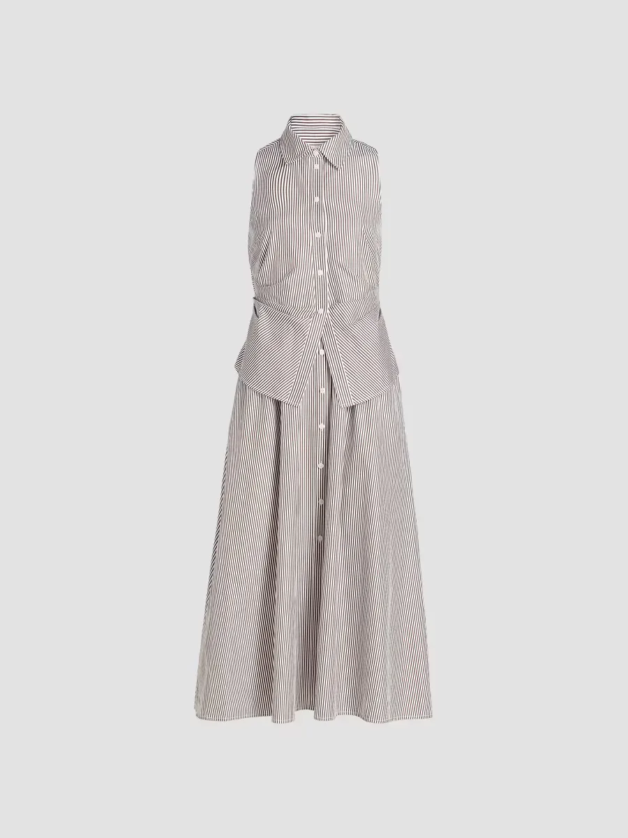 Hannah Striped Cotton Sleeveless Shirtdress by Tanya Taylor