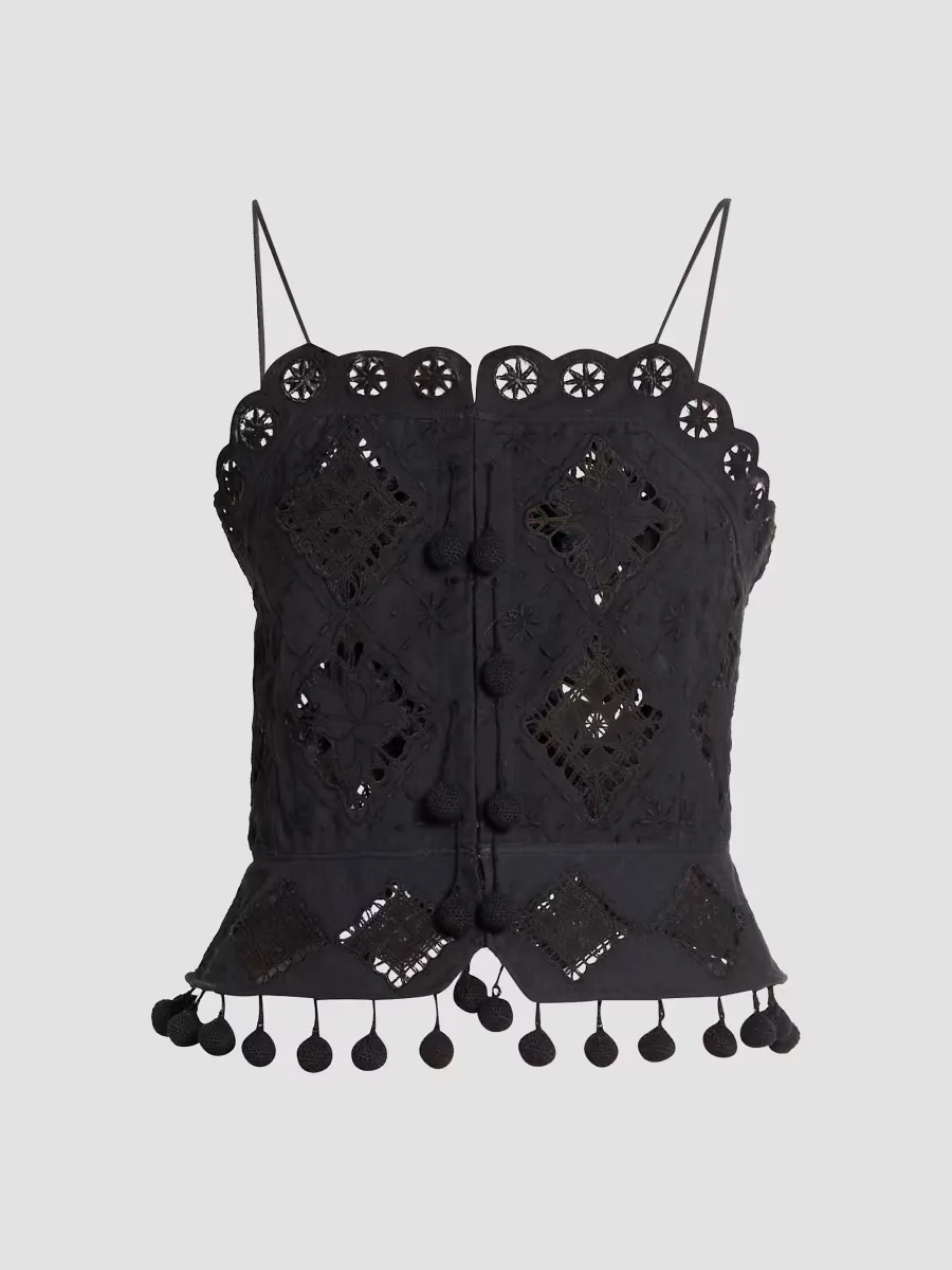 Nelssy Fringed Cotton Top by Isabel Marant