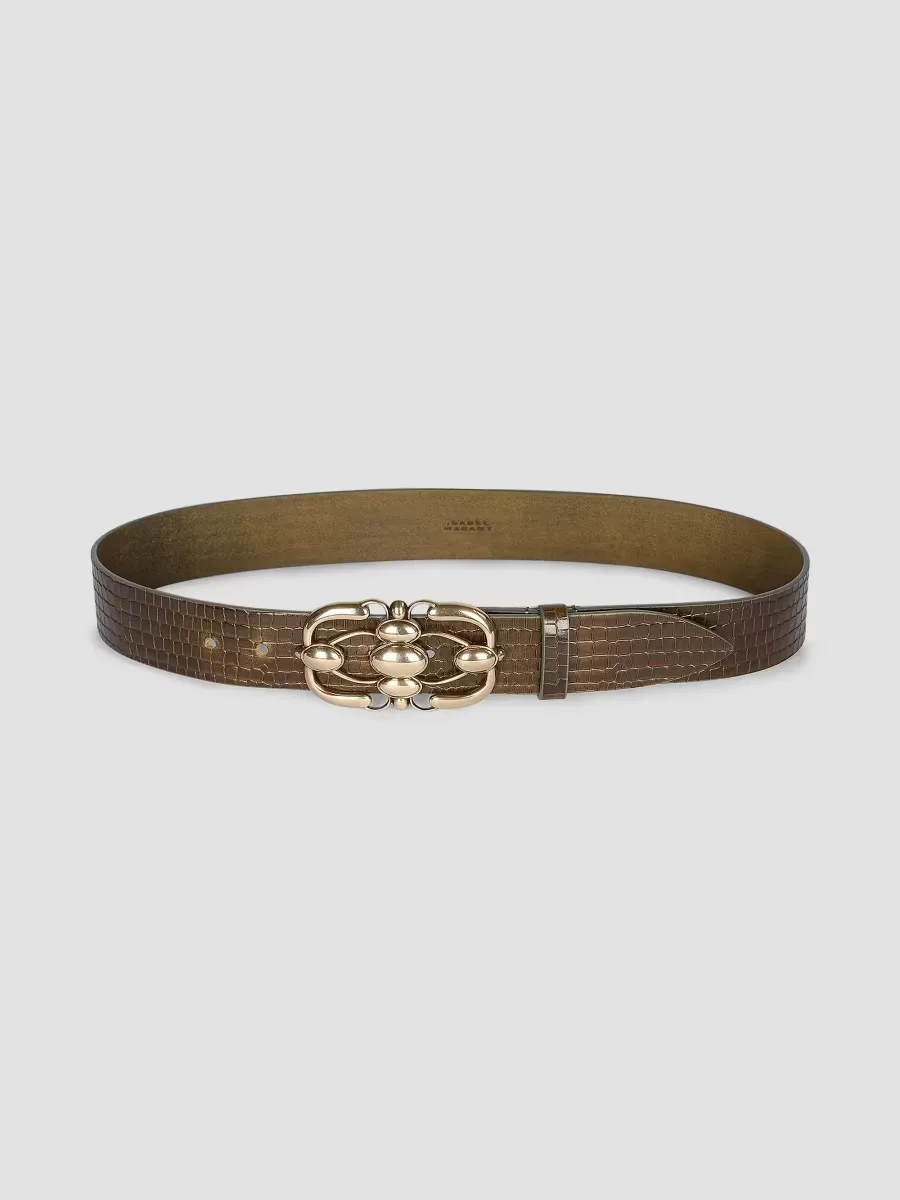 Mirko Croc-Embossed Leather Belt by Isabel Marant