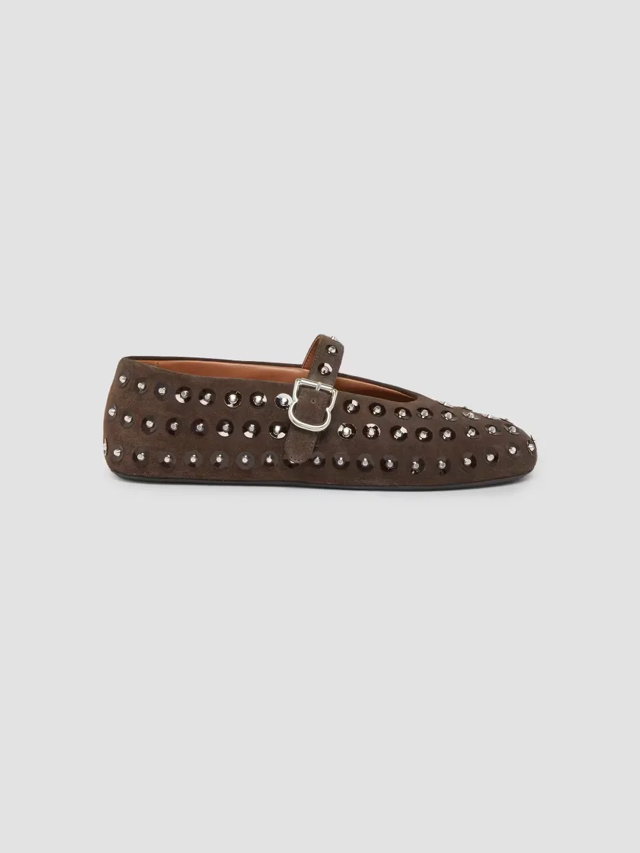 Studded Suede Ballet Flats by ALAA