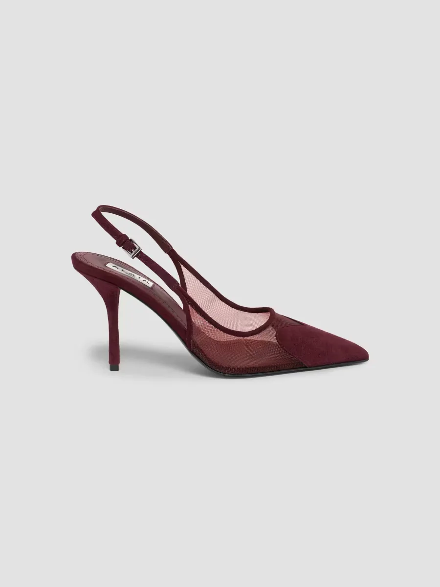 Le Coeur 90MM Mesh-Suede Slingback Pumps by ALAA