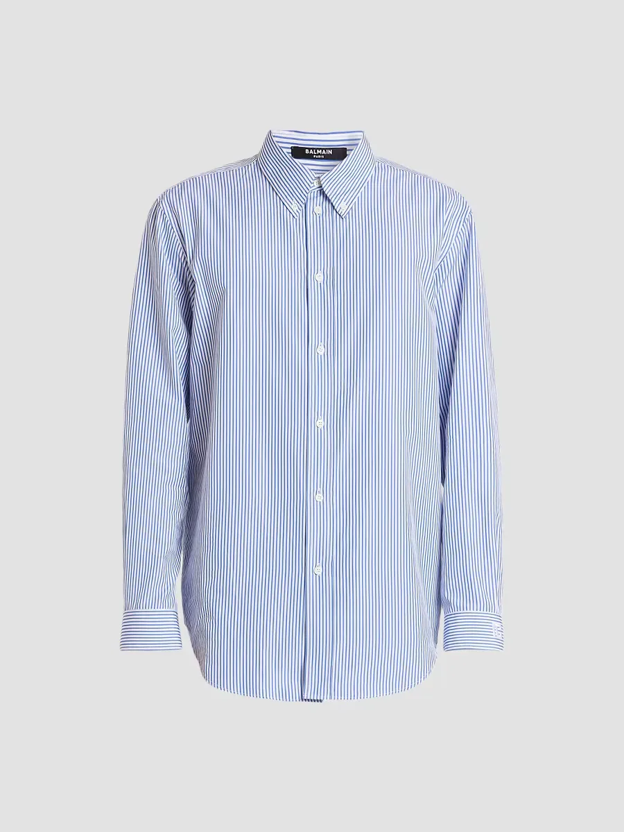 Pinstriped Cotton Poplin Button-Front Shirt by Balmain