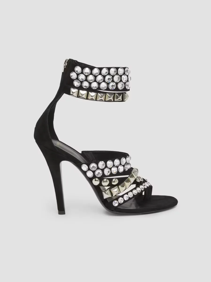 Studs & Crystals 110MM Suede Heels