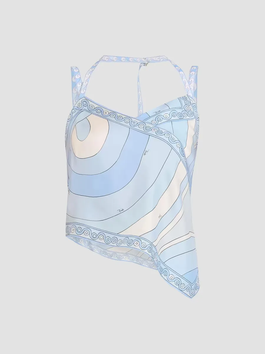 LAlba Printed Silk Twill Asymmetric Top by Pucci