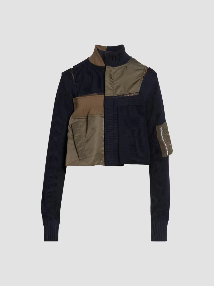 Cotton-Nylon Knit Blouson Jacket by Sacai
