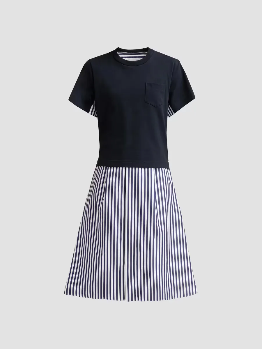 Cotton Poplin T-Shirt Midi Dress by Sacai