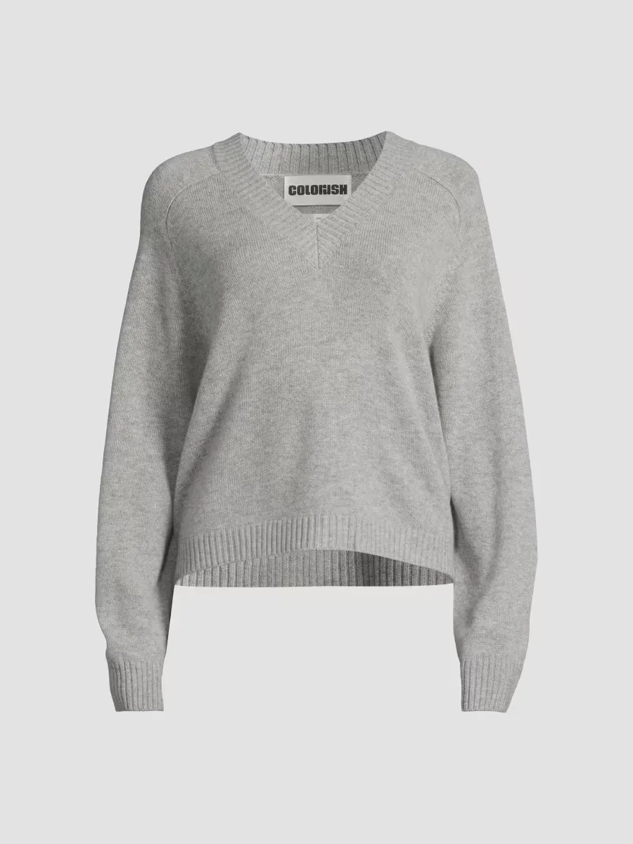 Chuinky V-Neck Wool-Cashmere Sweater by COLORUSH