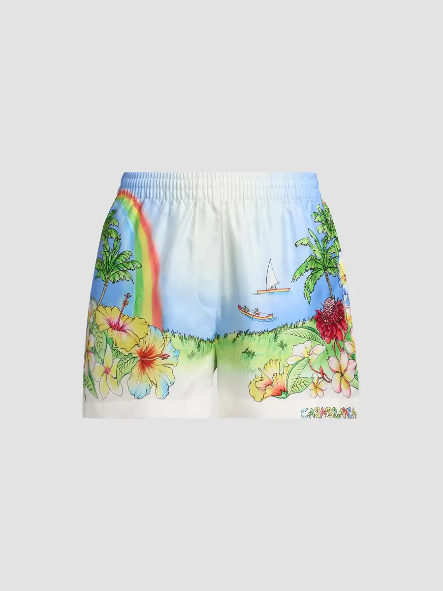 Aloha Printed Silk Shorts by Casablanca