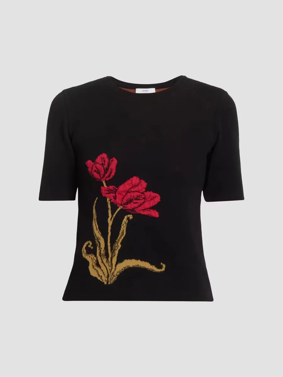 Flower Knit Short-Sleeve Sweater by Erdem