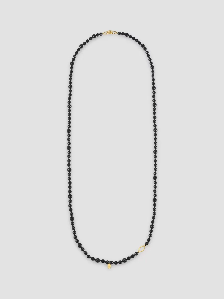 Infinity 24K-Yellow-Gold Vermeil & Black Onyx Beaded Necklace by Totême