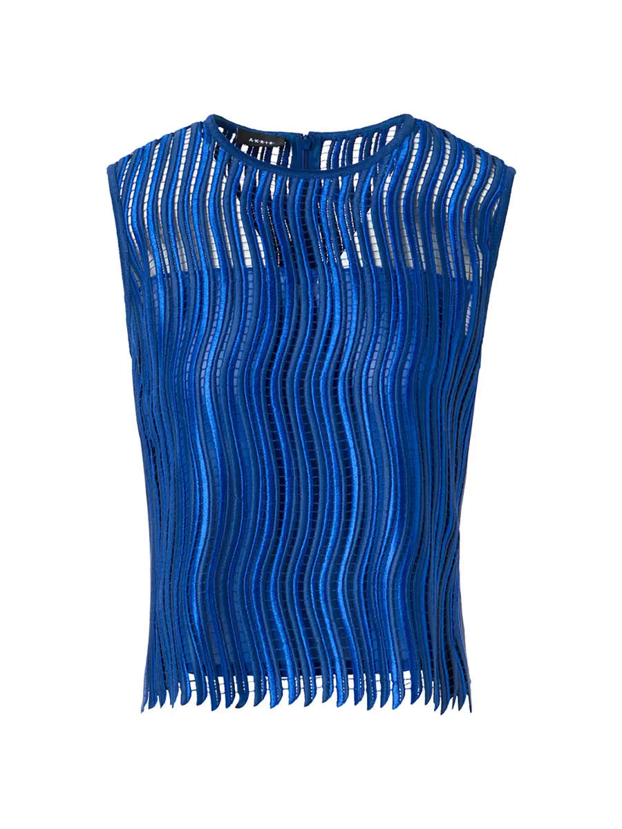 Techno Wave Guipure Lace Sleeveless Blouse by Akris