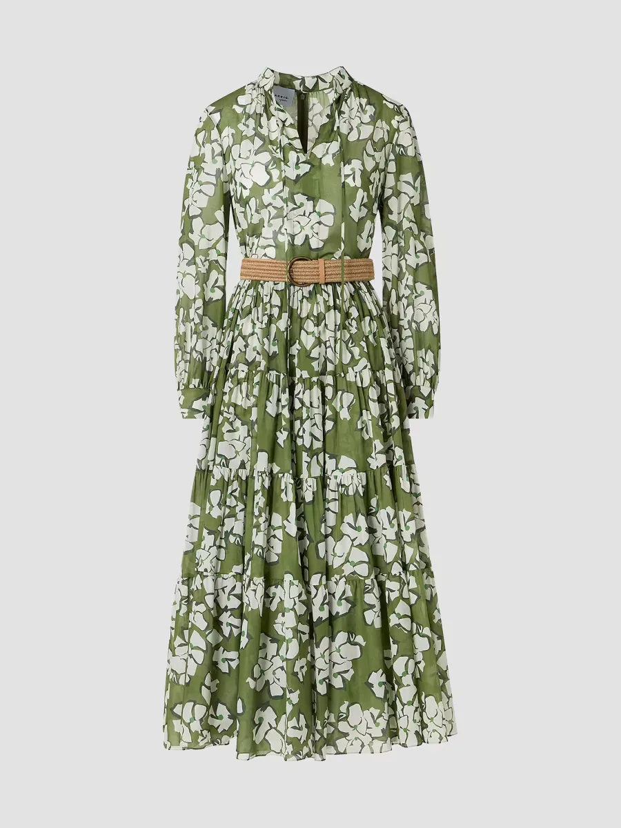 Floral Cotton Belted Midi Dress by Akris Punto
