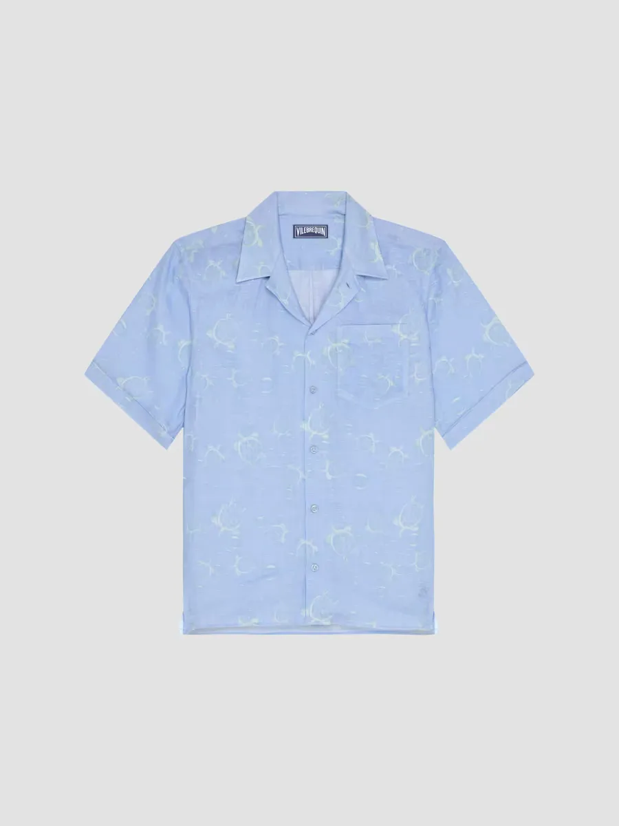 Bubble Turtle 3D Print Linen Short-Sleeve Shirt by Vilebrequin