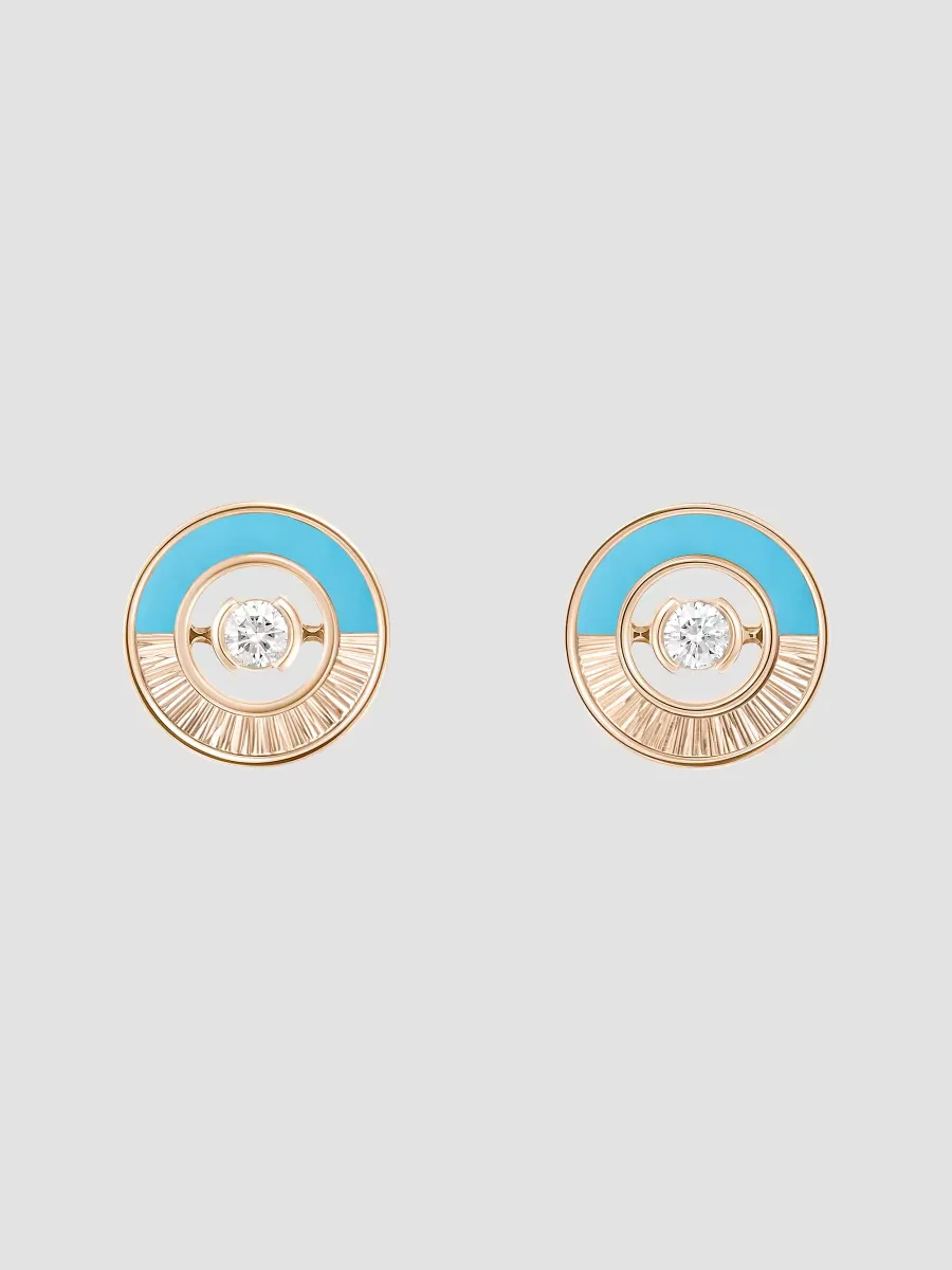 Possession 18K Rose Gold, Turquoise & 0.11 TCW Diamond Stud Earrings by Piaget