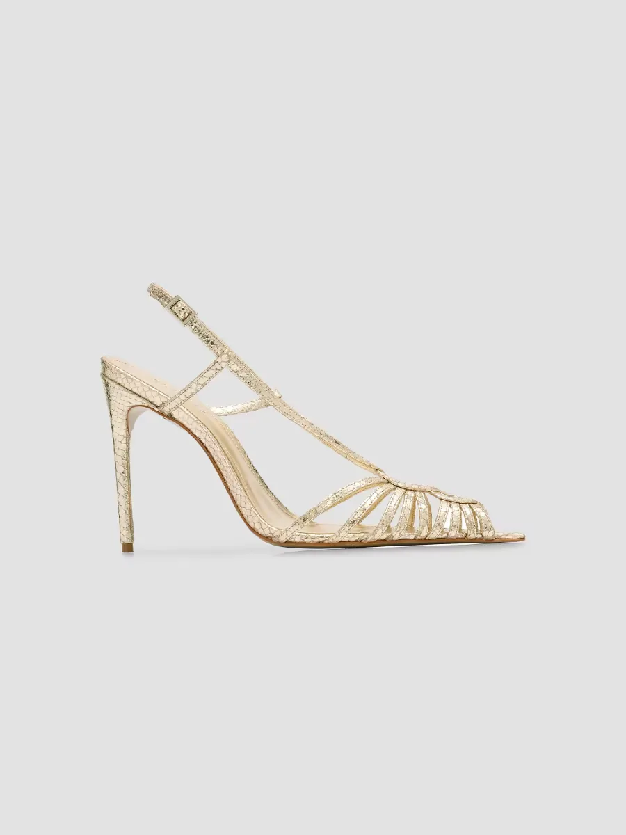 Seraphine 110MM Snakeskin-Embossed Leather Peep-Toe Sandals
