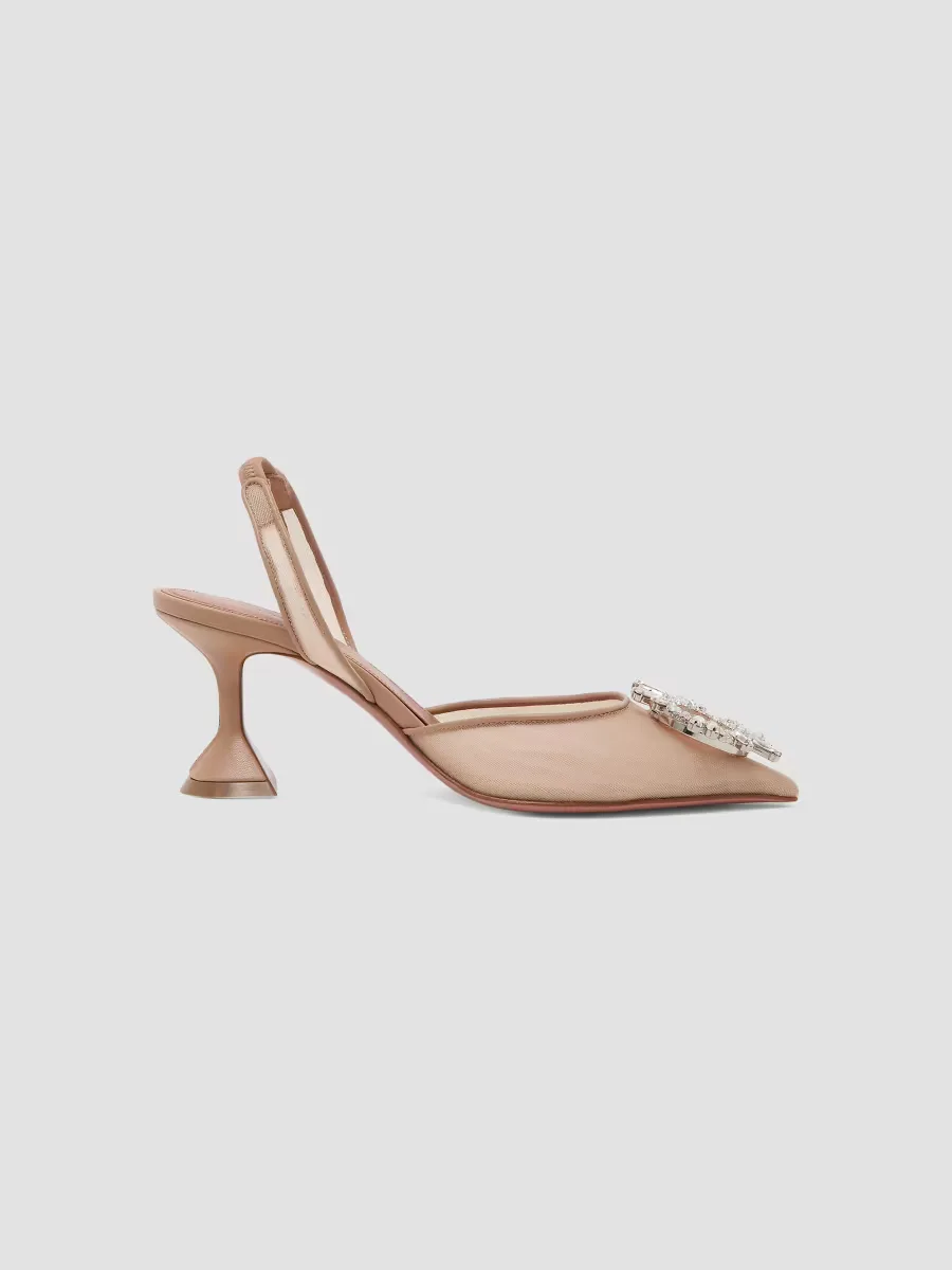 Begum 70MM Mesh Slingback Pumps by Amina Muaddi