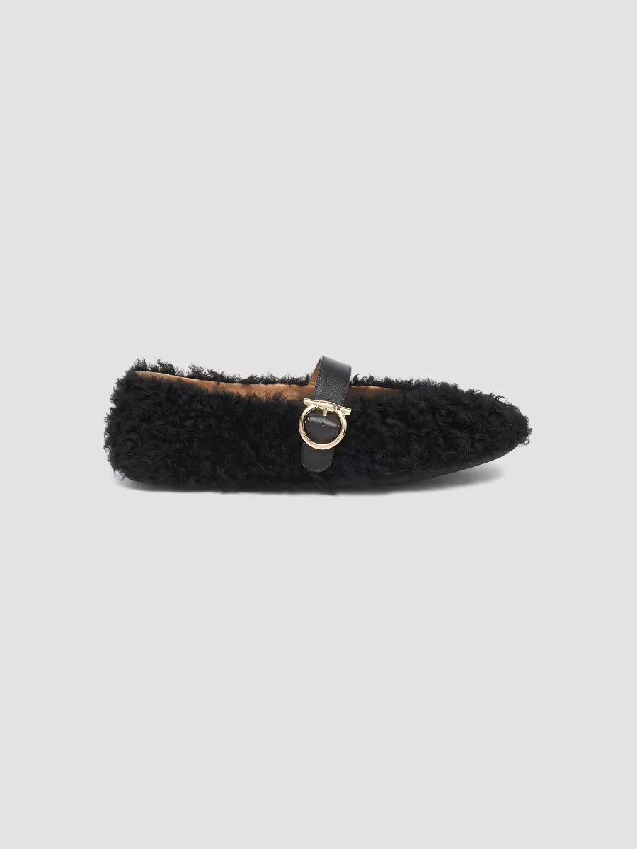 Nena Wool Buckle Flats by Ferragamo
