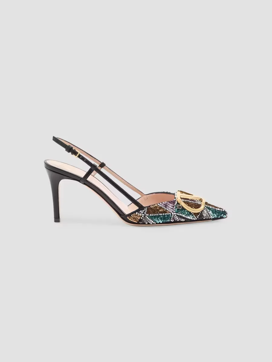 Vlogo Signature Slingback Pumps with Embroidery 80mm