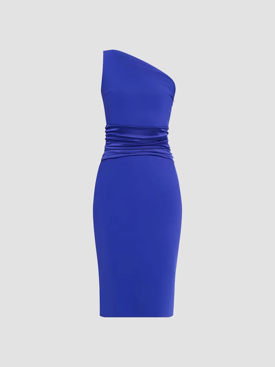 Ruched One-Shoulder Bodycon Midi-Dress by Chiara Boni La Petite Robe