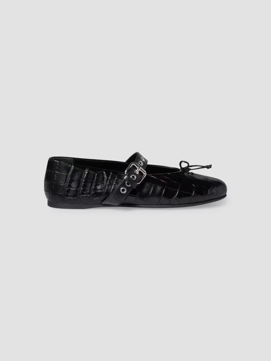 Croco-Print Leather Ballerinas by Miu Miu