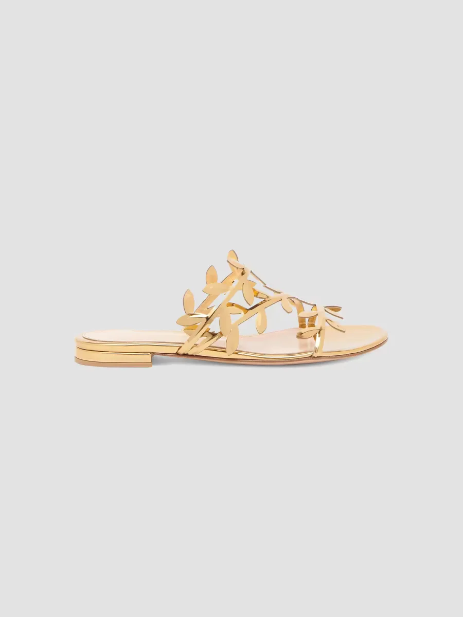 Flavia Metallic Leather Flat Sandals by Gianvito Rossi