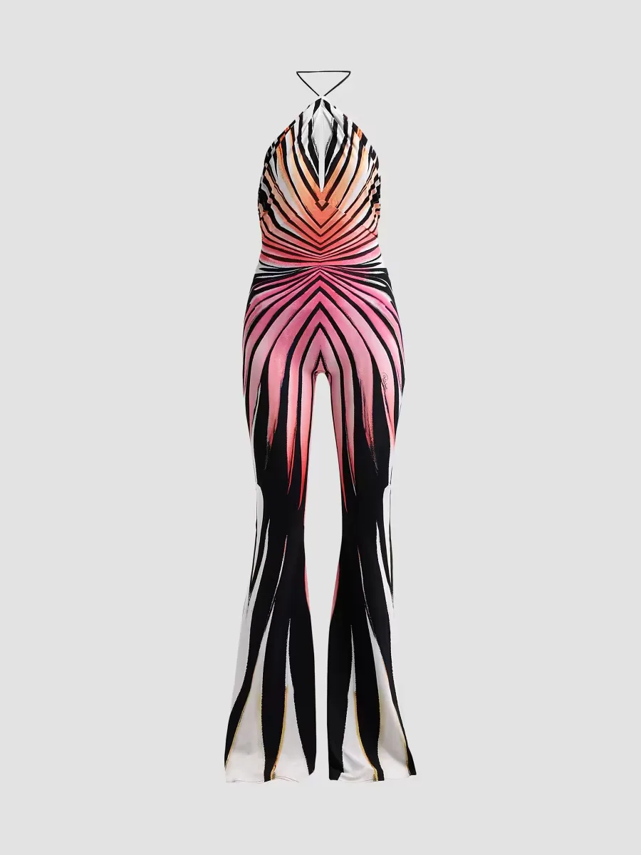 Printed Halter Jumpsuit by Roberto Cavalli