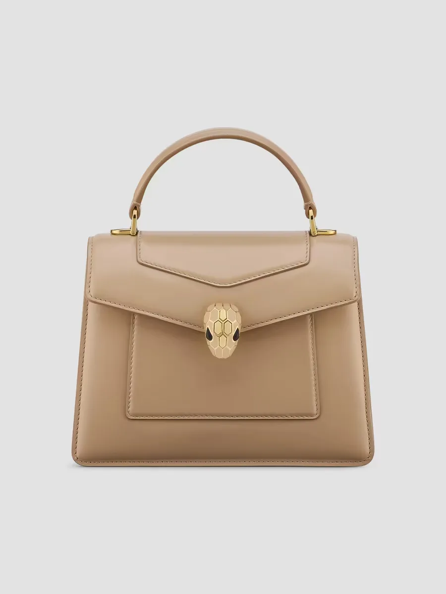 Serpenti Forever Leather Top Handle Bag by BVLGARI