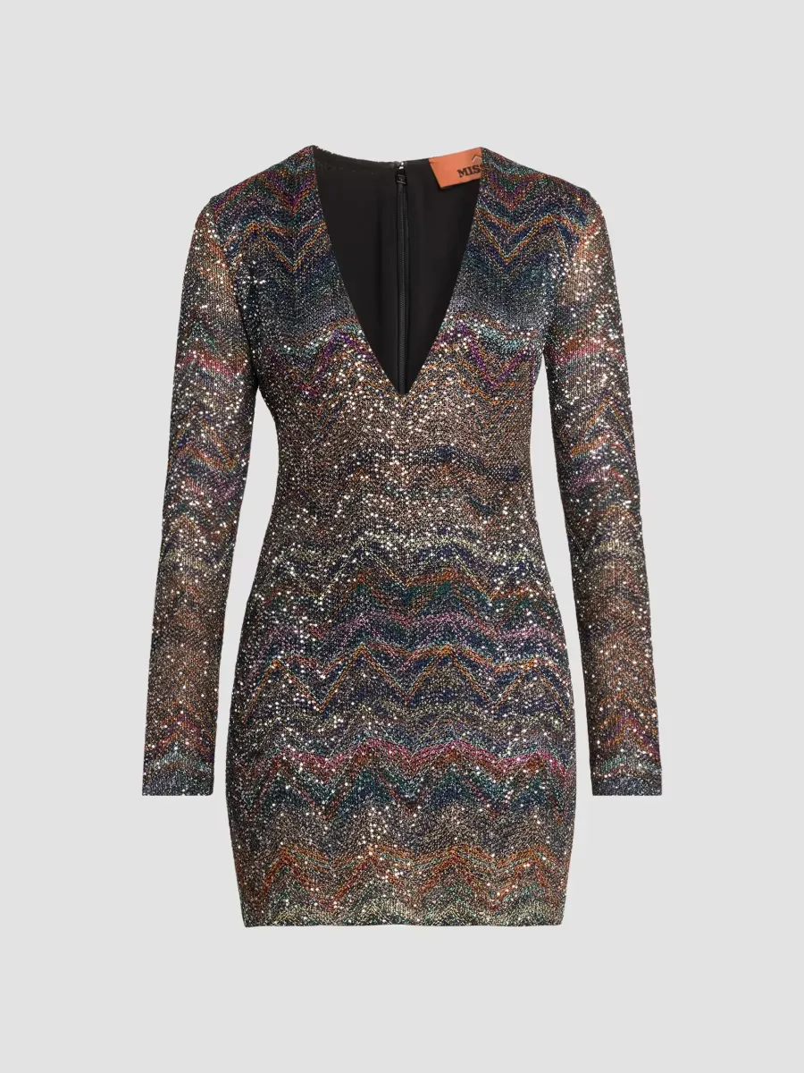 Sequin Chevron Knit Minidress by Missoni