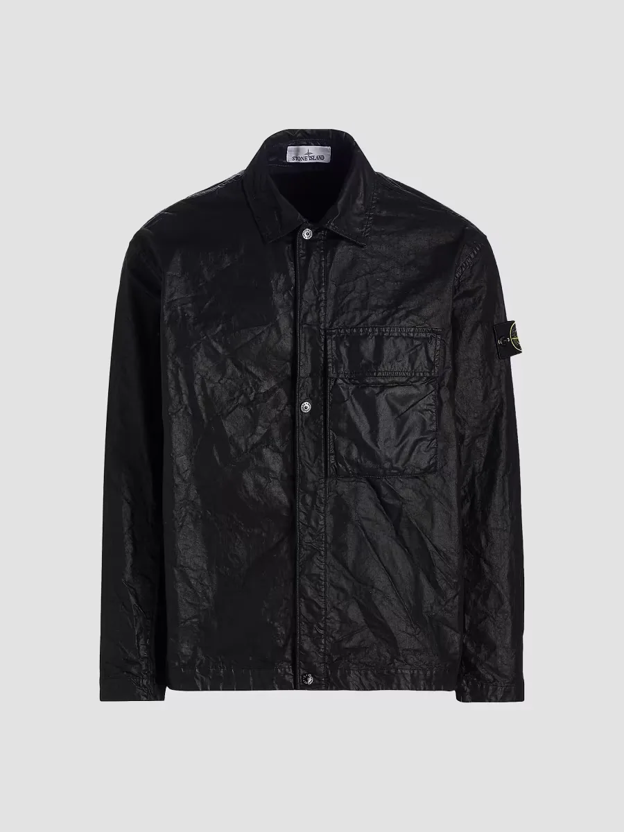 Crinkled-Effect Shirt Jacket by Stone Island