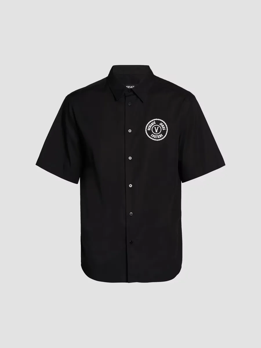 Logo Patch Cotton Shirt by Versace Jeans Couture