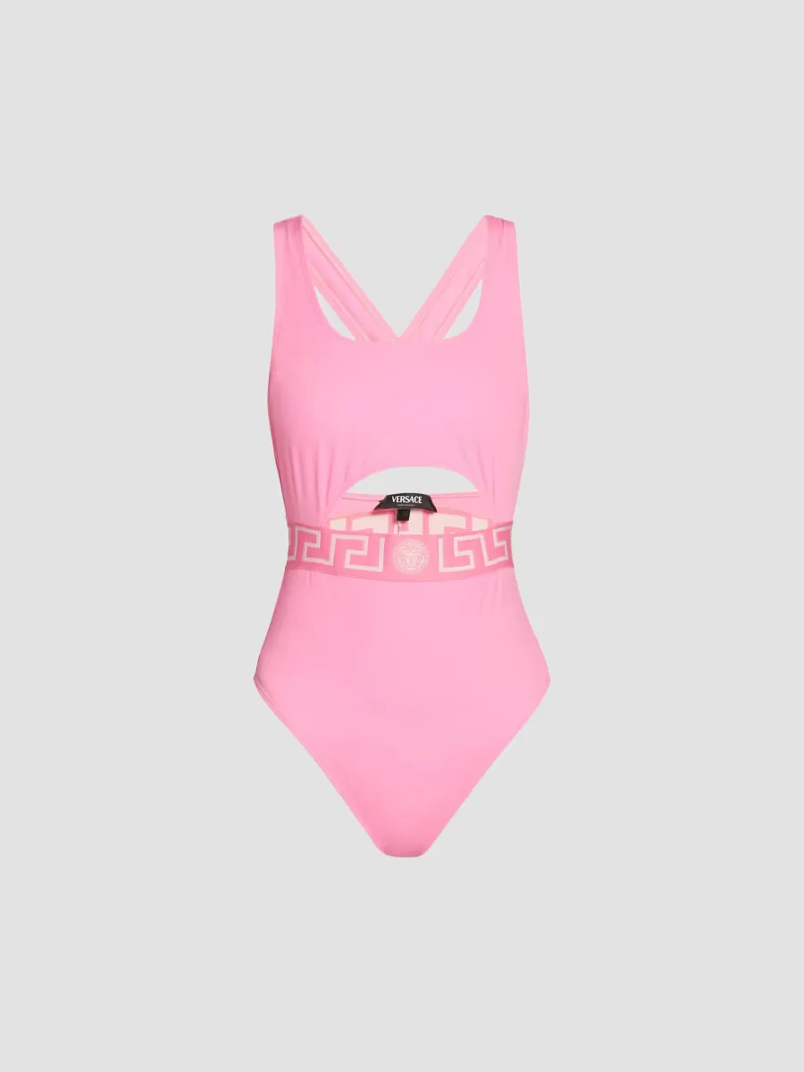 Greek Key Medusa One-Piece Swimsuit by Versace