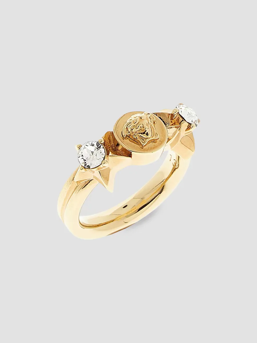 Medusa Star Goldtone & Glass Ring