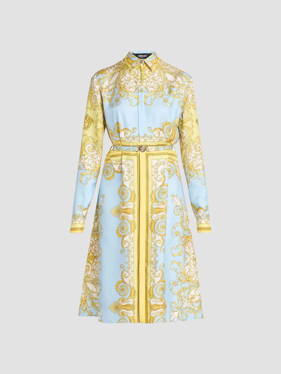 Barocco Foulard Silk Twill Midi-Dress by Versace