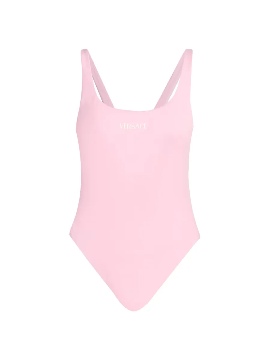Stamped Logo One-Piece Swimsuit by Versace