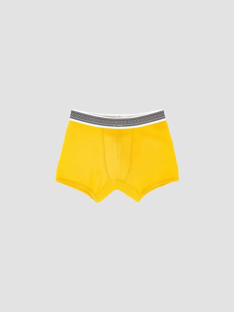 Ribbed Greca Stretch-Cotton Boxer Brief by Versace
