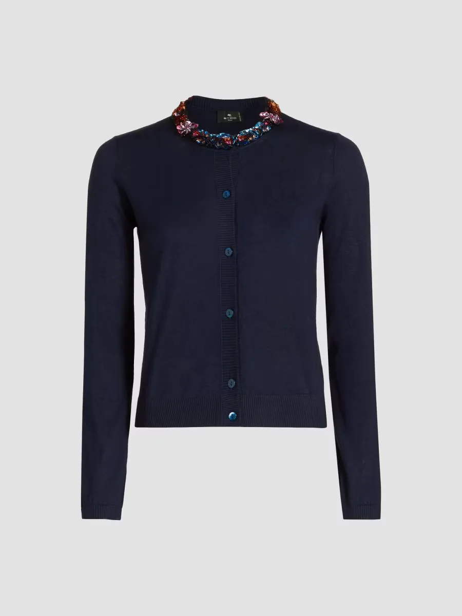 Jeweled Neckline Cardigan by ETRO