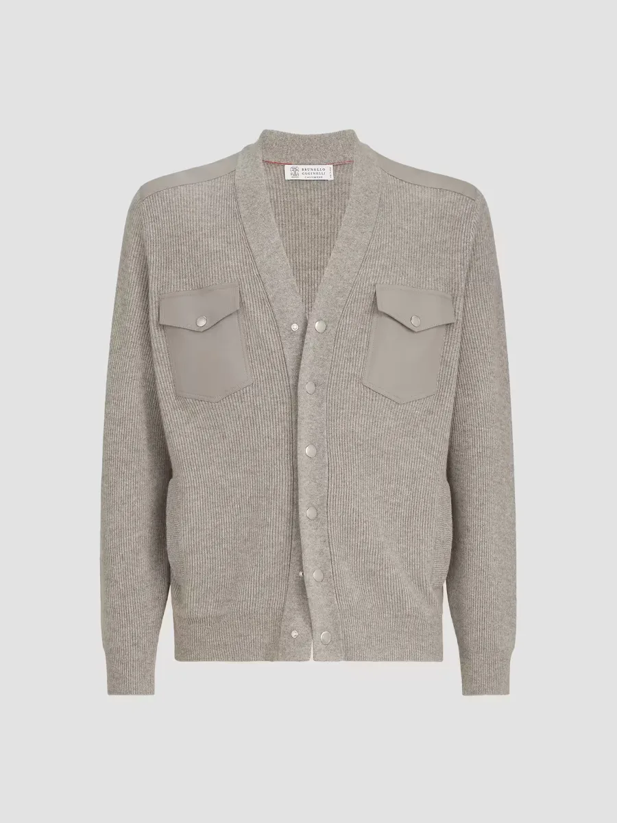 Cashmere Cardigan with Chest Pockets and Snap Buttons by Brunello Cucinelli