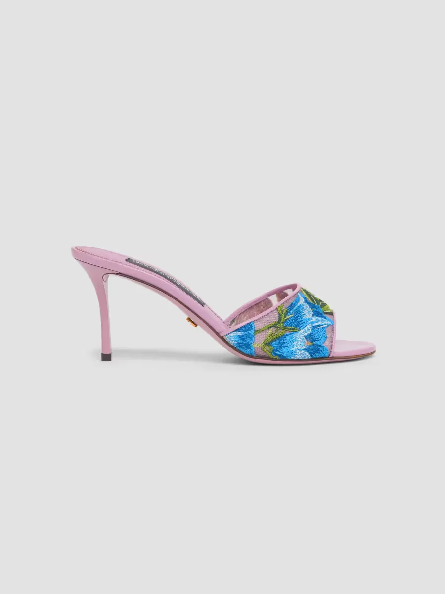 75MM Embroidered Textile & Leather Sandals by Dolce & Gabbana