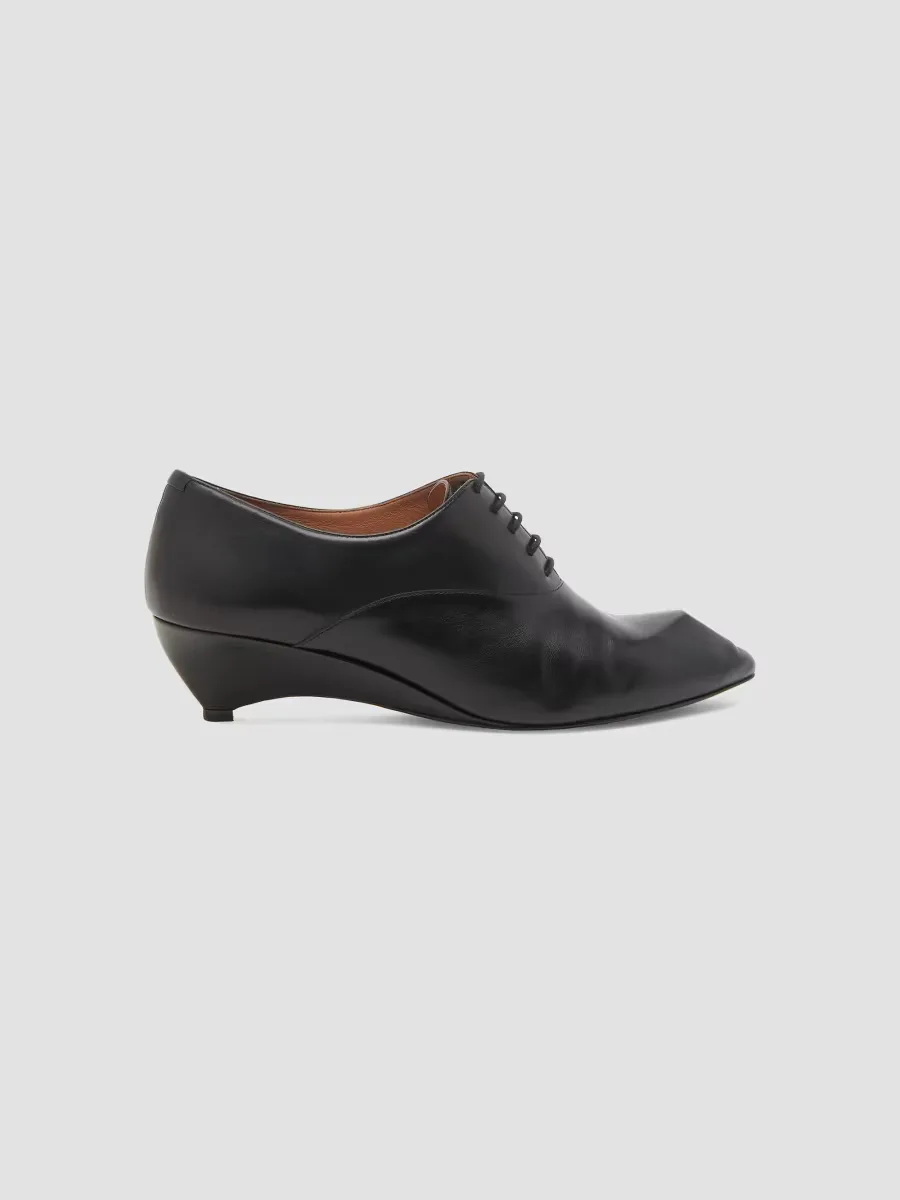Sculptural Oxford-Style Leather Kitten-Heel Shoes by Jil Sander