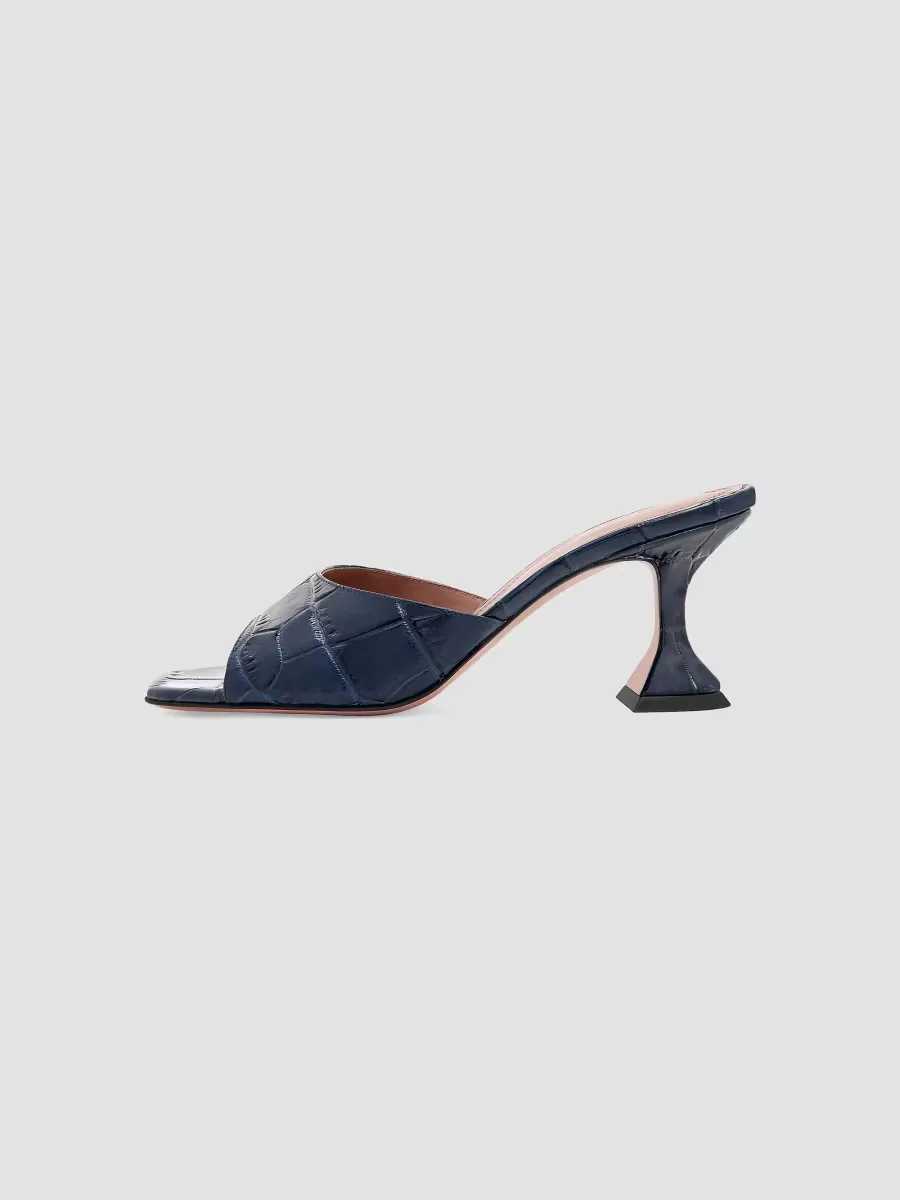 Lupita 70MM Croc-Embossed Leather Slippers by Amina Muaddi
