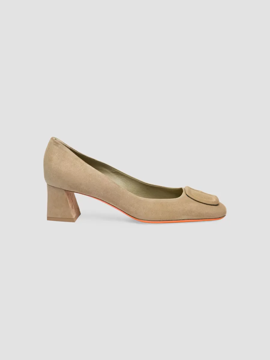 Suede Block Heel Sandals by Santoni