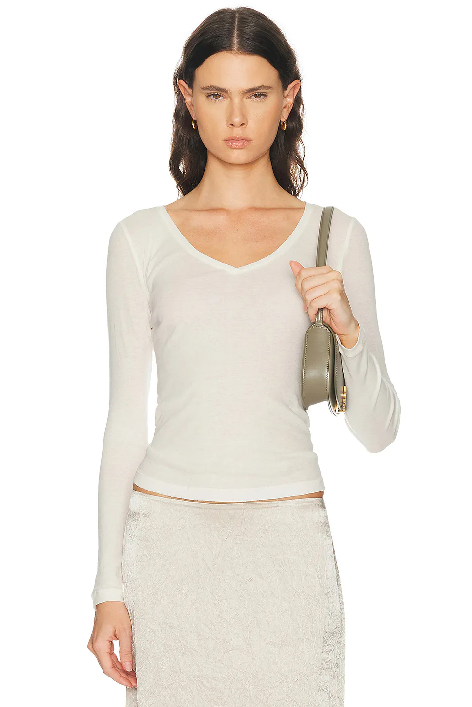 Sheer V-Neck Tee by GRLFRND