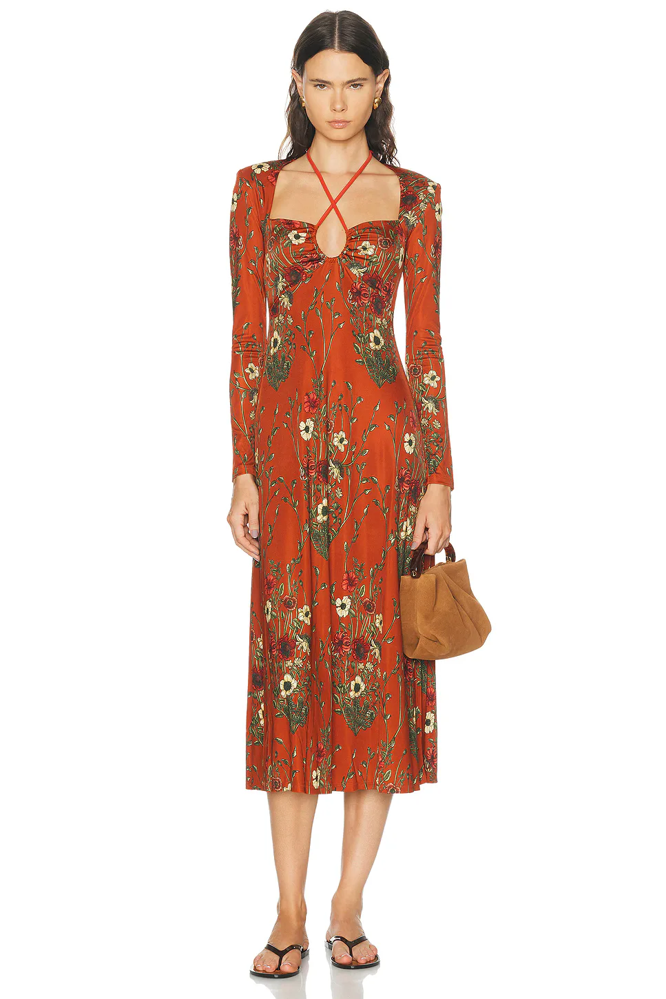 Marsala Festive Performance Ankle Dress by Johanna Ortiz