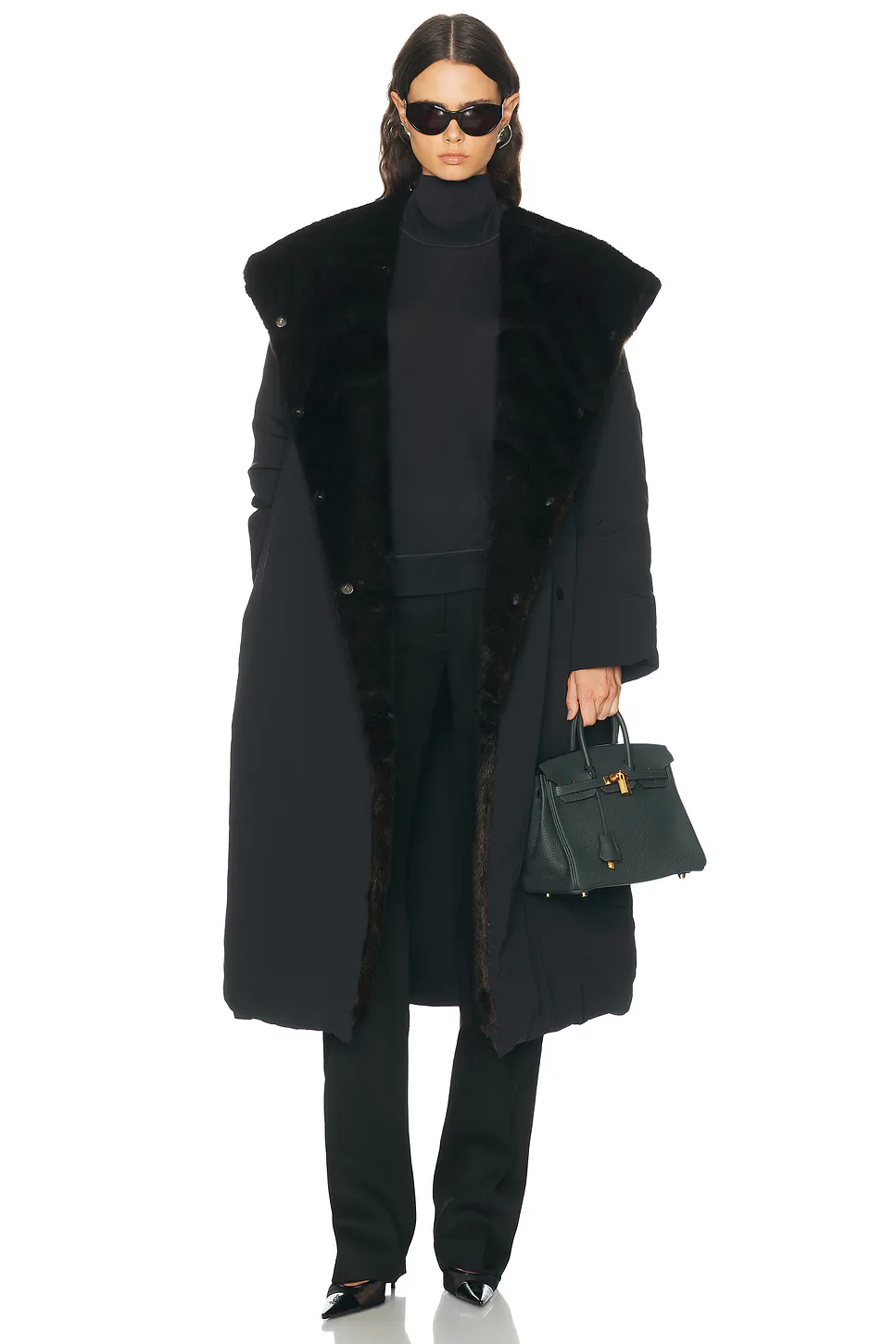 Darcy Puffer Jacket with Satin Shawl Collar by Loulou De Saison
