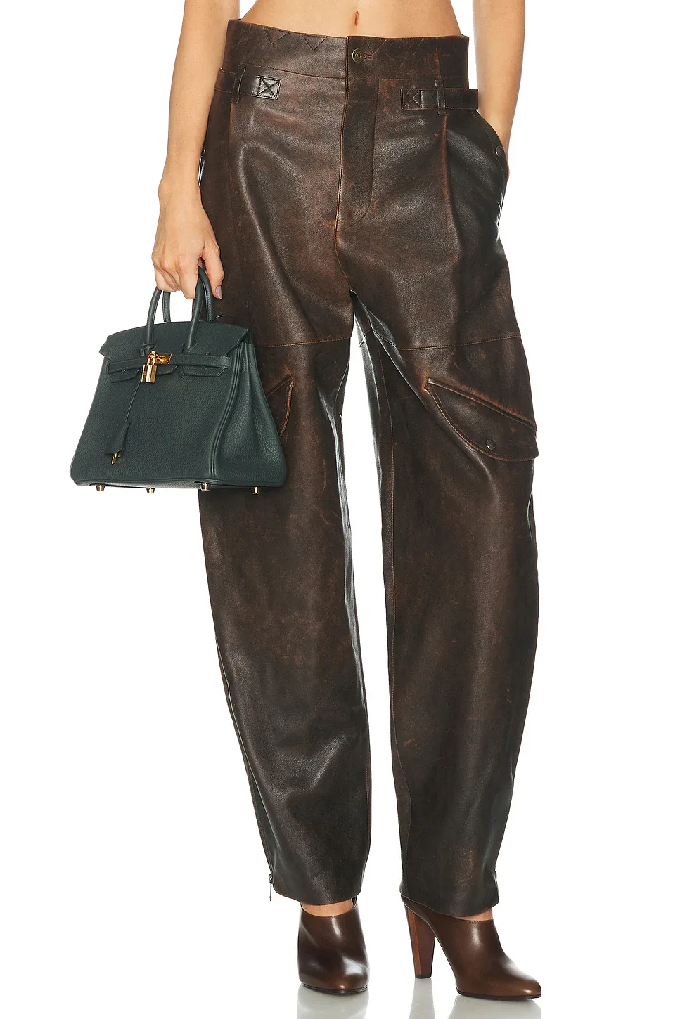 Collection Distressed Moto Leather Cargo Pant by Ralph Lauren