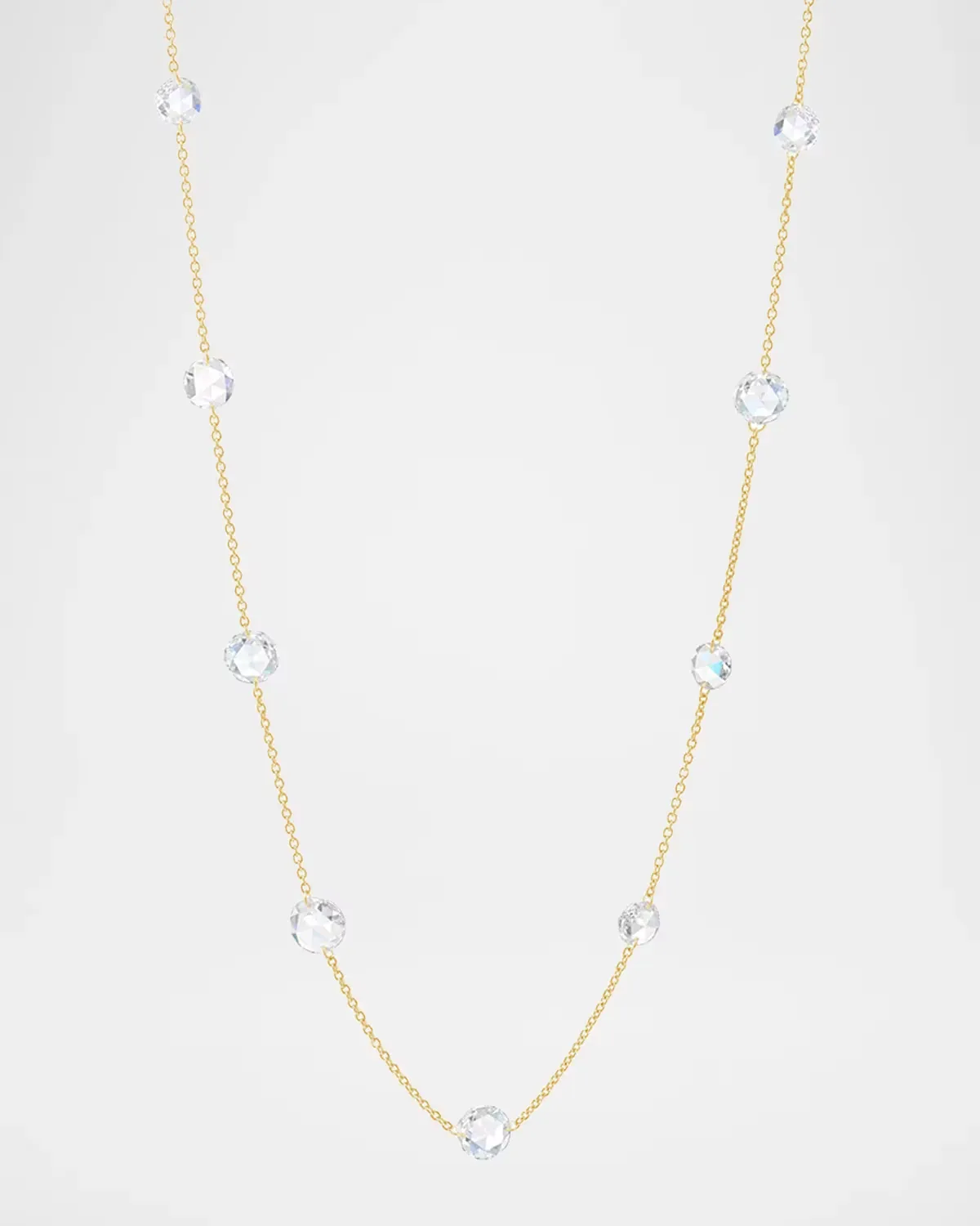 18K Yellow Gold Ethereal Chain Necklace with Rose-Cut Diamonds, 2.82tcw by 64 Facets